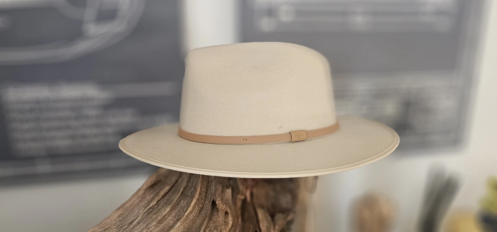 Will + Bear MEDIUM Calloway Cream Felt Sun Hat Semi Soft Wool Felt UPF 50+