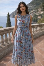 Le Ragazze Italian Floral Silk Blend Sleeveless Maxi Dress Size L boho