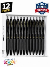 Uni-ball Signo 307 Micro Black Gel Pens 0.38mm Retractable Rubber Grip 12 Pack