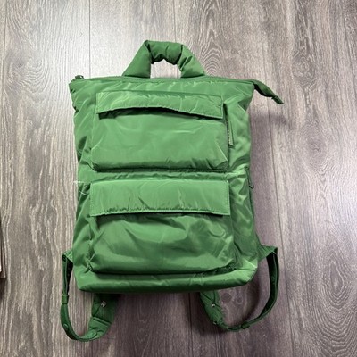 Dagne Dover Jemi Puffer Quilted Walker Backpack Laptop Tote Handbag Medium Green