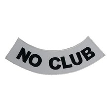 NO CLUB Embroidered Rocker Patch - 10.5" x 2.5" Large White Biker Vest DIY Patch