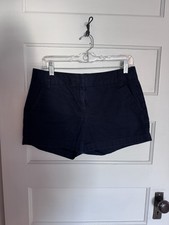 J.CREW Women's Chino Shorts Navy Cotton Twill Flat Front Size 6, Pockets