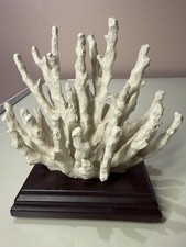 2009 Faux Resin CORAL on Dark Wood Base 7.75 X 6.5 X 4 Sea Beach DECOR