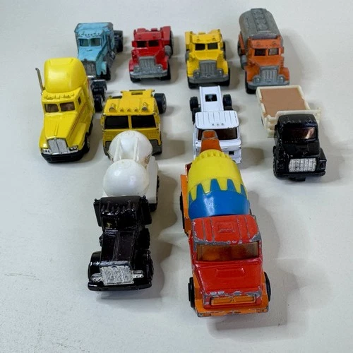 Vintage Hot Wheels Yatming Majorette Semi Truck Lot Kenworth Peterbilt Flatbed