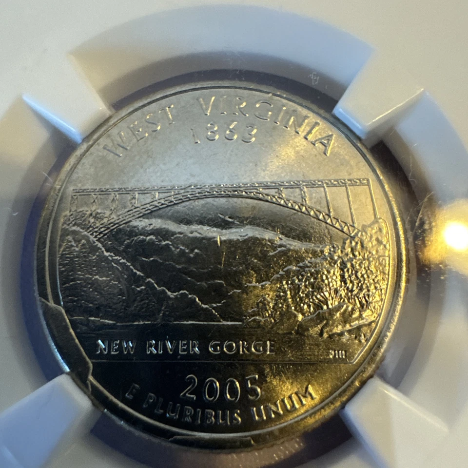 2005 P WEST VIRGINIA 25C OBVDUE BREAK @4:00& TWO REV DIE BREAKS @6:00&8:00 MS 65 - Image 2 of 4