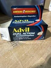 Advil Dual Action With Acetaminophen Pain Reliever 72 Caplets NIB EXP: 04/2028