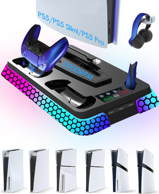 Pro Slim Cooling Station with RGB Lights,Stand Vertical Base Accessories with Si