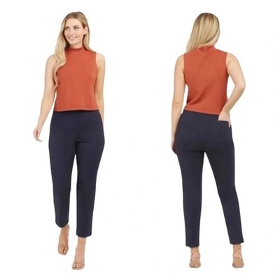 Spanx Women's Polished Ankle Slim Fit Classic Navy Stretch Pants Size SP NWT
