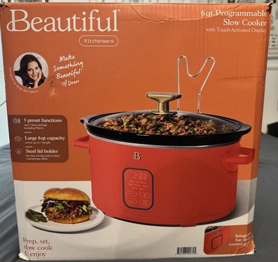 Beautiful 6qt Programmable Slow Cooker Red Touch-Activated Display