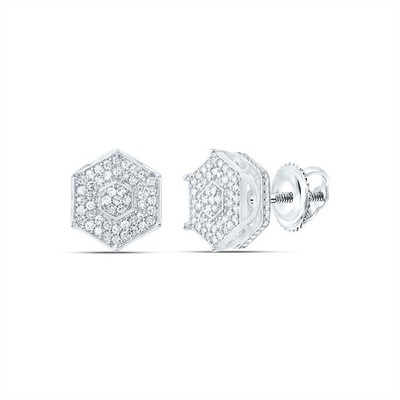 0,39 ctw natürliche Diamant Sechseck Ohrstecker 10kt Weißgold