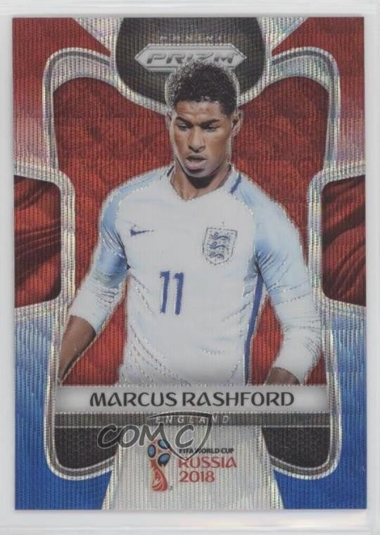 2018 Panini Prizm World Cup Red & Blue Wave Prizm Marcus Rashford #72