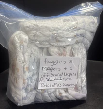 Huggies Size 1 Diapers New Not In Original Packaging Qty 21&2 Off Brand Diapers