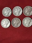 LOT of 10  -  1944  MERCURY Silver Dimes  -  90% Silver