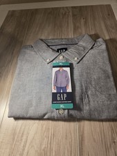 Gap Men's Oxford Long Sleeve Button Up Shirt-Color:Gray-Size:XL