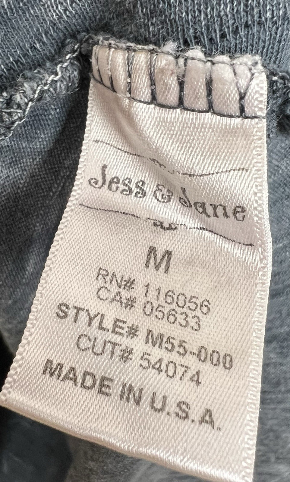 Jess & Jane Tunic Top Womens Medium Abstract Artistic Boho Artsy Gray 3/4 Sleeve