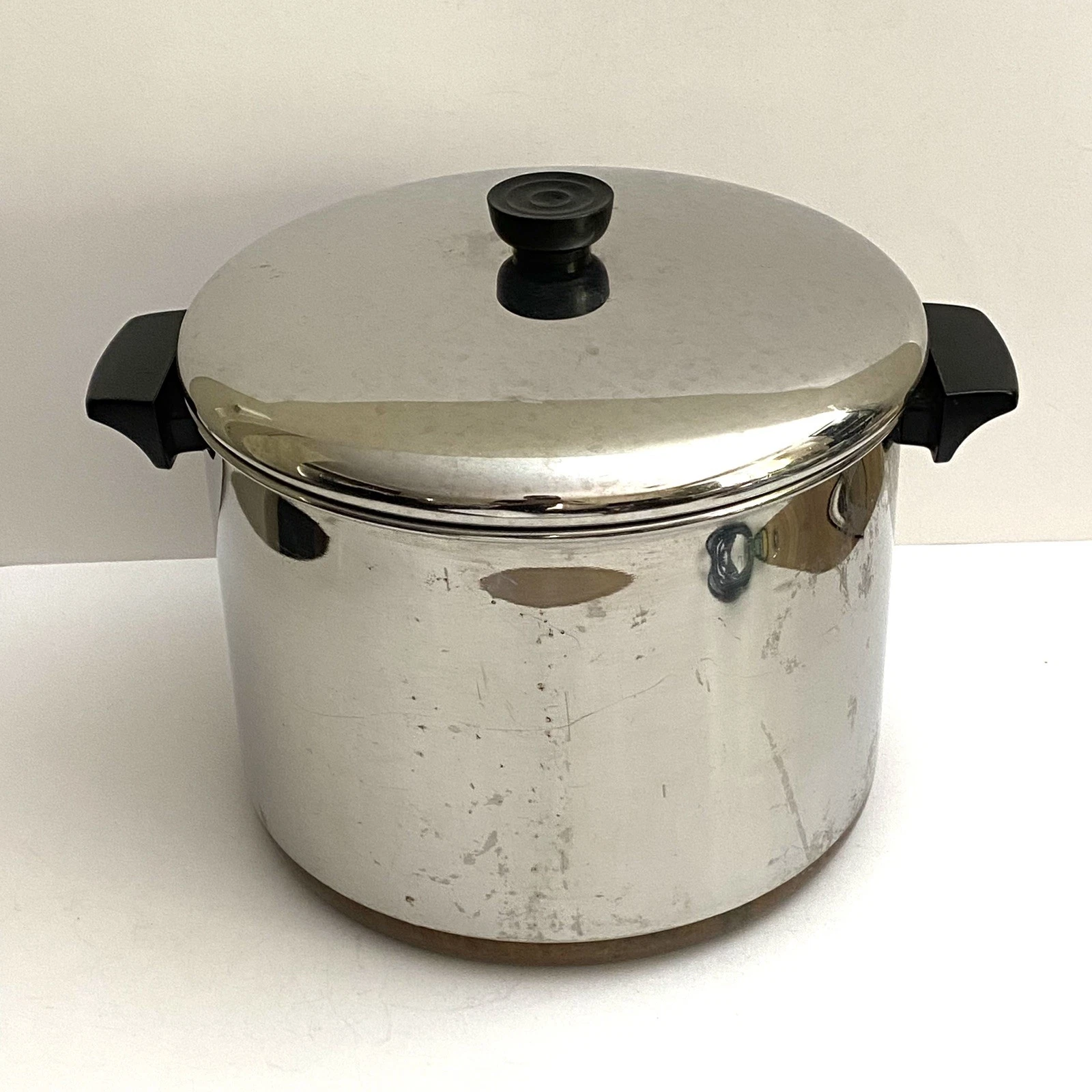 Vintage Revere Ware Copper Clad 10 Qt Quart Stock Pot w/Lid Rome N.Y. USA