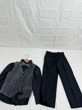 Kids World of USA 4-Piece Sz4 Formal Suit Set Boys Black Silver Houndstooth NWT