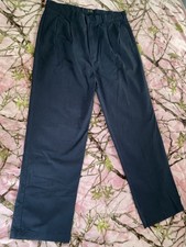 Designer GH Bass Mens Blue Dress Pants Slacks Trousers Flat Front Classic 36x32