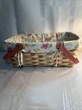 Longaberger Buds and Blossoms Small Market Basket With Liner And Protector