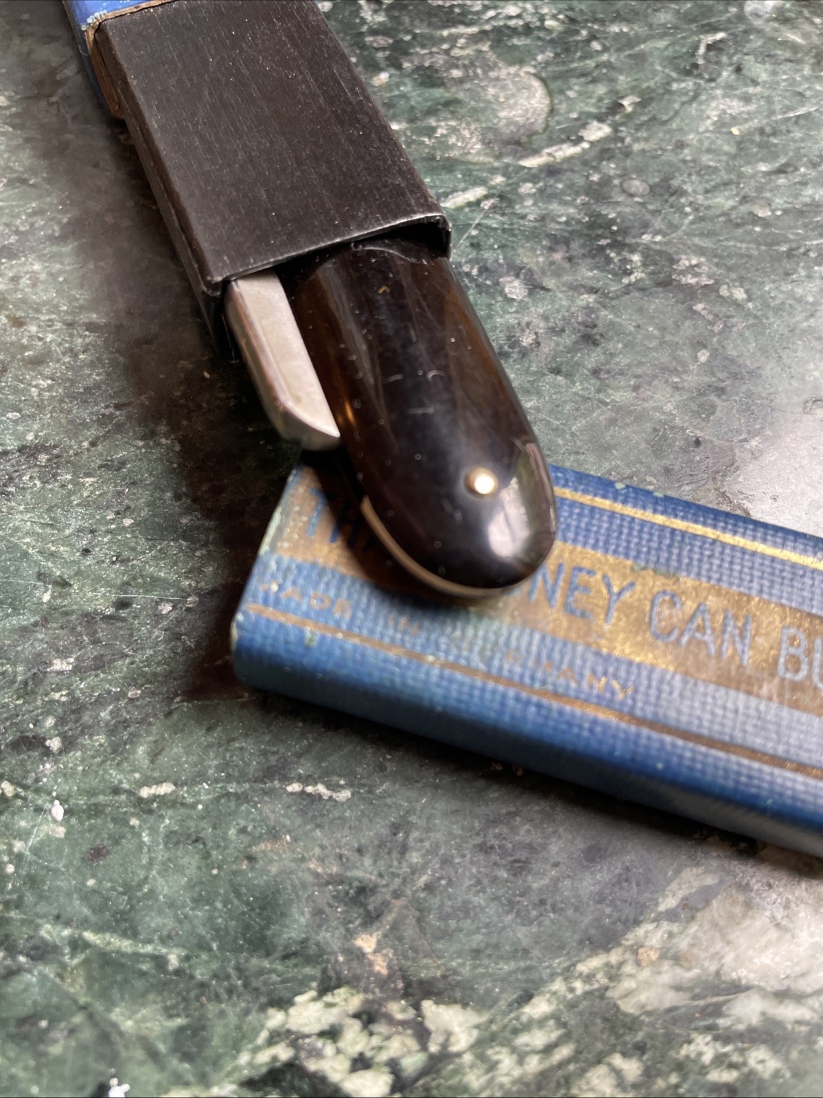 Vintage 11/16” Dubl Duck Straight Cut Throat Razor Solingen Germany Box Black