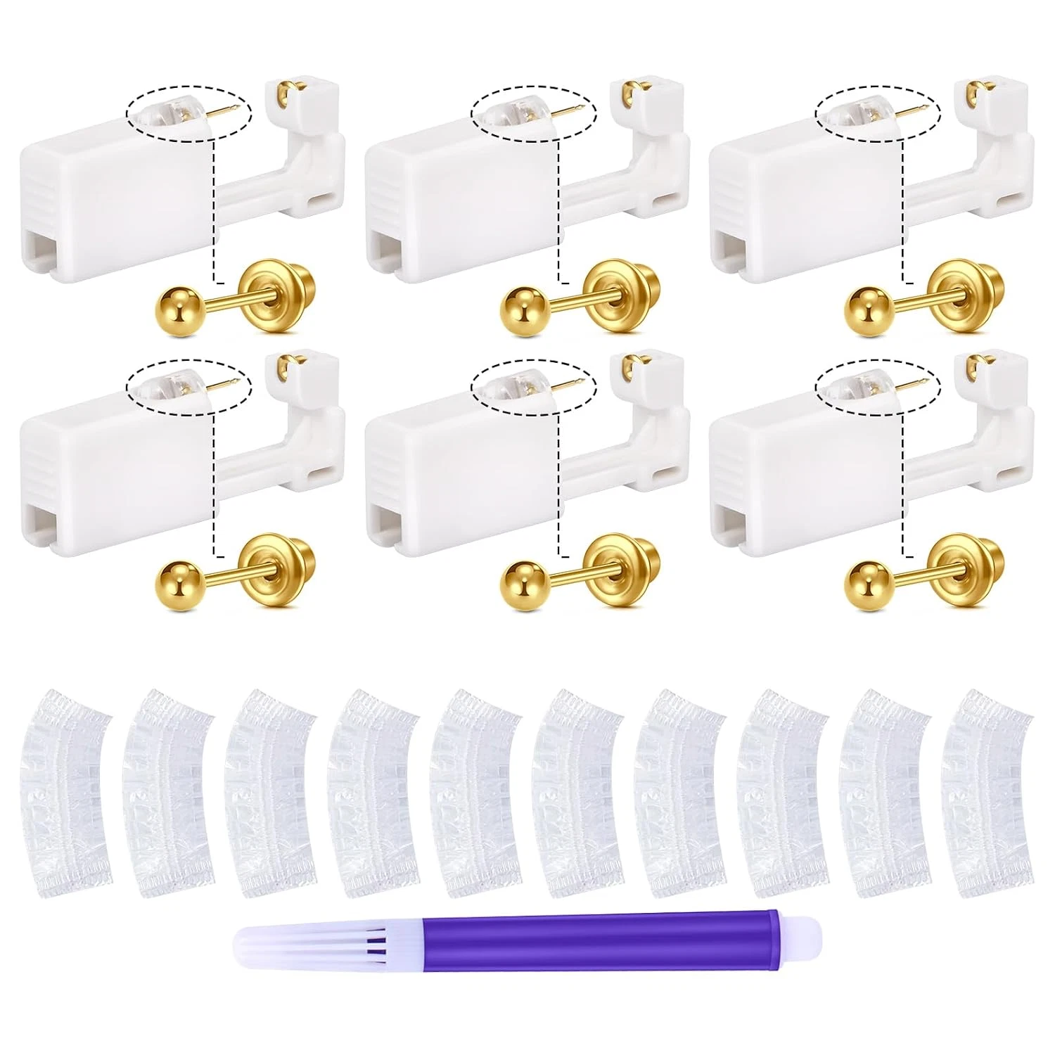 3 Pairs Ear Piercing Kit Gold Ear Piercing Gun Kit Disposable Self Piercing Earr image 9