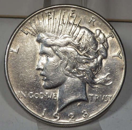 1928-S Peace Silver $1 VF Details cleaned; Jan.8th Silver$74.16, $1 Value $57.79