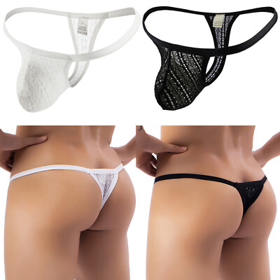 Herren Tanga Spitze String Sexy Sissy Bikini Slip Dessous Unterwäsche Höschen