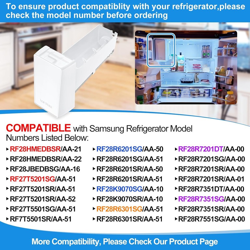 New DA9720156B/A Refrigerator Ice Bucket For Samsung RF28HMEDBSR/AA
