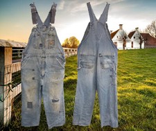 Carhartt Well Worn XL Blue Jean Strap Overalls Farmer Patched Repaired AS IS