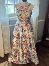 Eliza J Dress Floral White Pink Blue Prom Formal Size 14