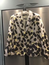 Gelco Jacket Taupe Yellow Beige Retro Print Matching Infinity Scarf Size 16 Bnwt