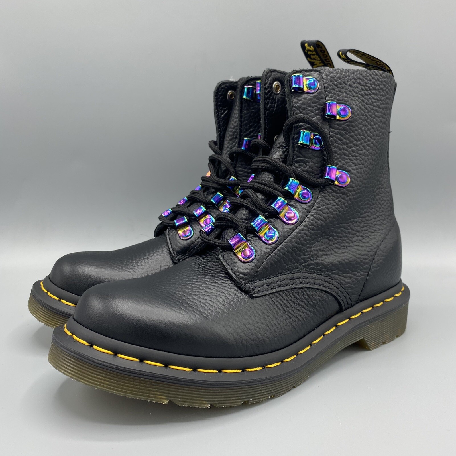 1460 iridescent hardware boots black