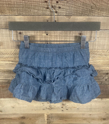 Circo Blue Girls S (6/6x) Blue Skirt Ruffle Stretchy Denim Pattern Dress Bottoms