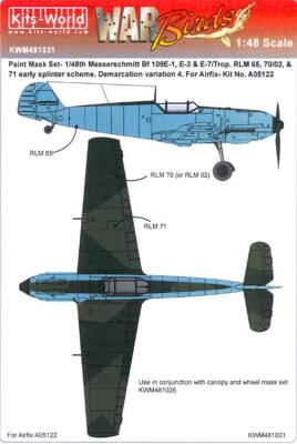 Kits World Decals 1/48 Bf-109E-1/E-3/E-7 EARLY SPLINTER SCHEME PAINT MASK Part 5
