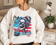 Vintage 4th of July Sweatshirt, Retro Feral Girl Crewneck, American Flag Shirt