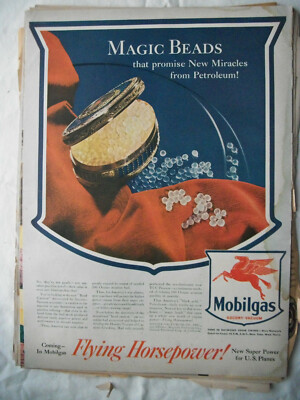 VTG 1943 Orig Magazine Ad MOBIL Gas Magic Beads Promise New Miracles