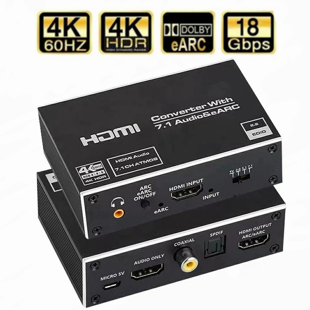 HDMI EARC Audio Extractor Splitter 18Gbps 4K 60Hz with Earc
