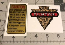 Clinton engine decal Early Style Knapped Arrowhead 3" With Caution For Panther