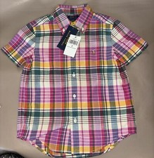 Polo Ralph Lauren Boys Plaid Button Down Camp Shirt Size 5 NWT Free Shipping
