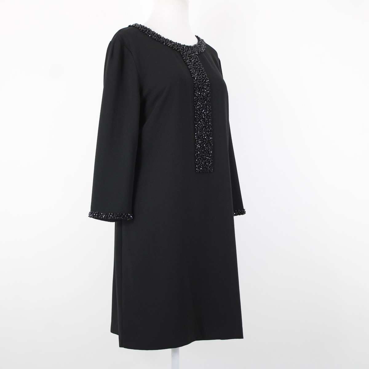 TED BAKER レース装飾フレアドレス Ted Baker Sew In Love Sz 4 Black Beaded Lined 100% Polyester Dress