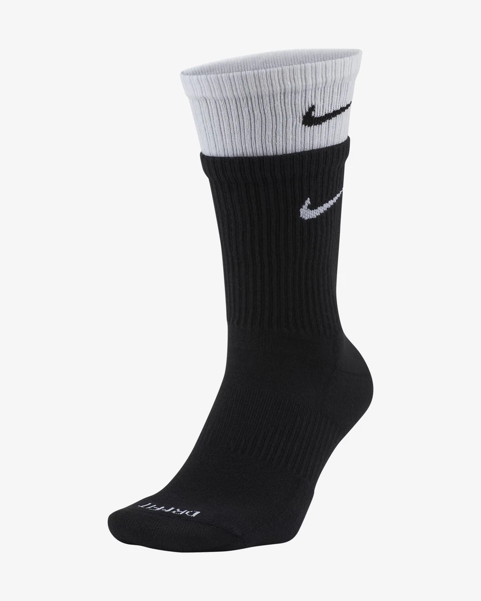 Nike Everyday Cushion Crew Socks, Unisex Nike Socks,, White/Black, Size  Large 