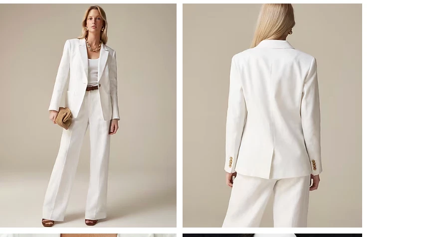 J.Crew $198 Womens Petite Helena Blazer Stretch Linen White Size P6 BX794 - Image 2 of 4