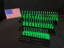 Hansen 6 Pc Socket Tray Metric SAE Tool Rack Holders 1/4" 3/8" 1/2" GN&BL - USA