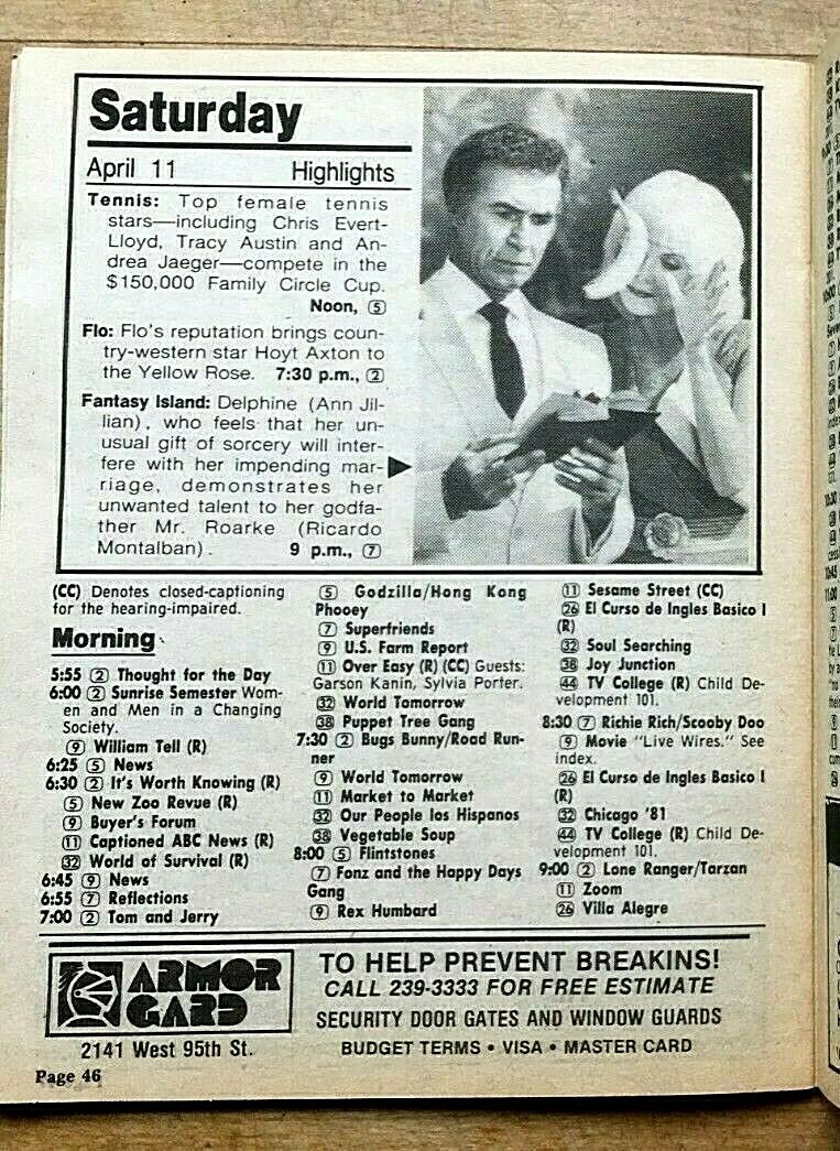 Chicago Sun-Times TV Prevue MASADA: PETER O'TOOLE PETER