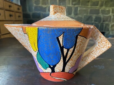 Art Deco CLARICE CLIFF MMA Repro '93 BIZARRE Autumn TEAPOT Hand