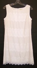 Gianni Bini Womens Sleeveless Ivory Lace Trim Floral Shift Dress Size Small