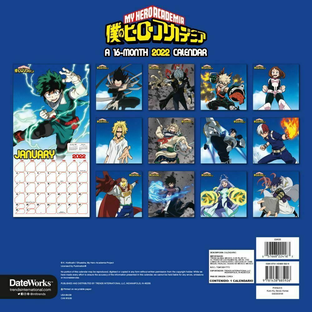 MY HERO ACADEMIA™ 16-month 2022 wall calendar 12