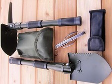 Outdoor KLAPPSPATEN Set Pickel HACKE Schaufel  + Edelstahl Essbesteck 6 teilig