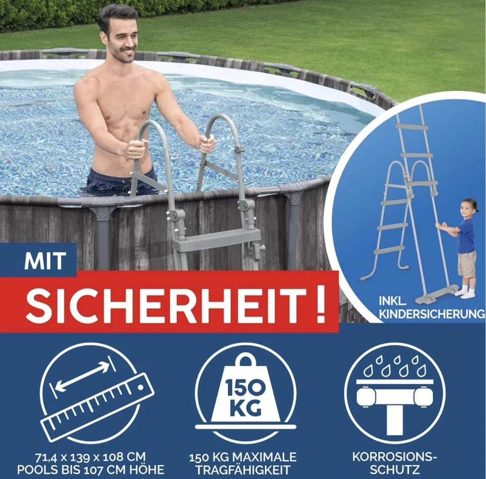 Bestway Steel Pro MAX 366x100cm Pool 56709 Filterpumpe und Zubehör Rattan Optik - Bild 4 von 4
