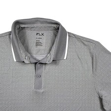 FLX Mens Grey Geometric Honeycomb Polo Shirt Short Sleeve Golf Performance Sz XL